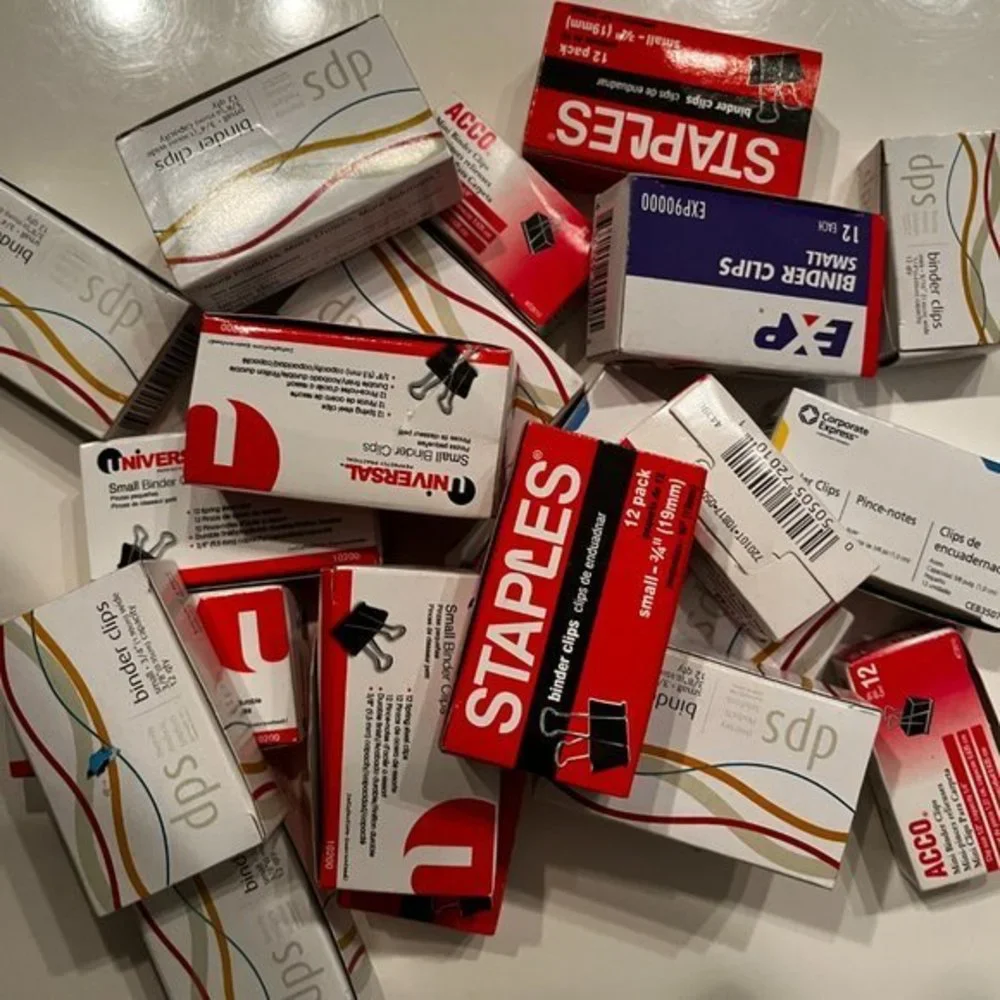 Binder Clips -  Lot of 22 boxes of varies sizes‎ - new